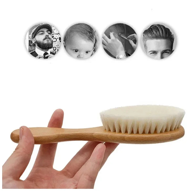 Brosse à cheveux en bois et laine naturelle pour bébé