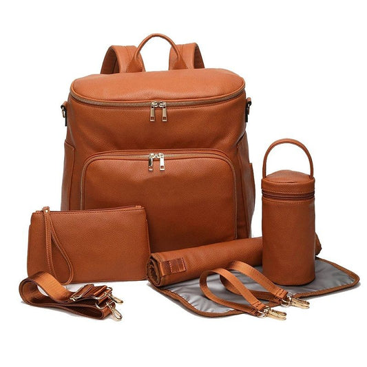 PU Leather Baby Diaper Backpack 