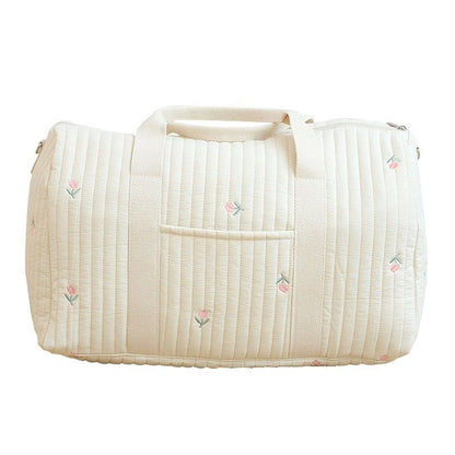 Diaper Bag in Embroidered and Quilted Cotton 